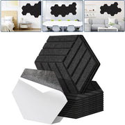 18 pezzi di pannelli acustici Hexagon striscia Autoadesivo Isolamento acustico Velluto Pannello per parete Nero