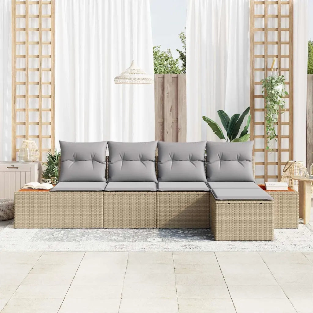 Set Divano da Giardino 6 pcs Beige e Grigio Chiaro Polyrattan 3356735