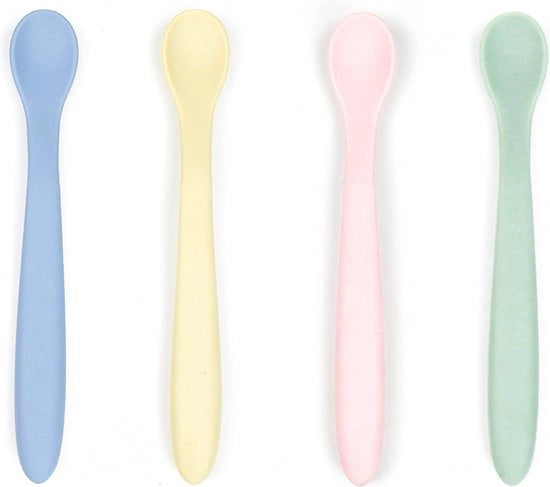 4 pezzi - Lepel di silicone per bambini - Lepeltje - Silicone - Servizi per bambini - Libero da BPA - Lepel di silicone per bambini - Cucchiaio per cibo - Cucchiaio per bambini
