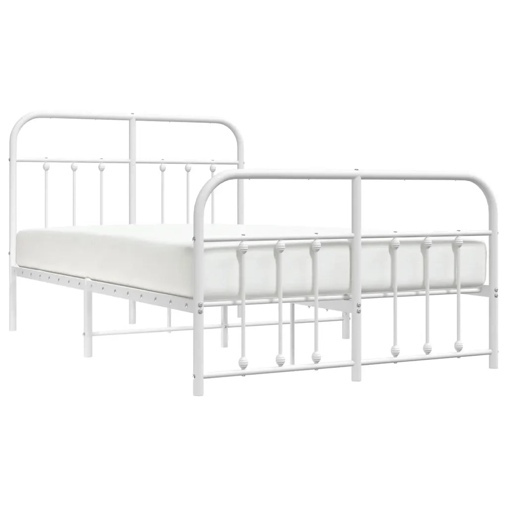 Giroletto con Testiera e Pediera-Struttura Letto Metallo Bianco 120x190 cm 892264