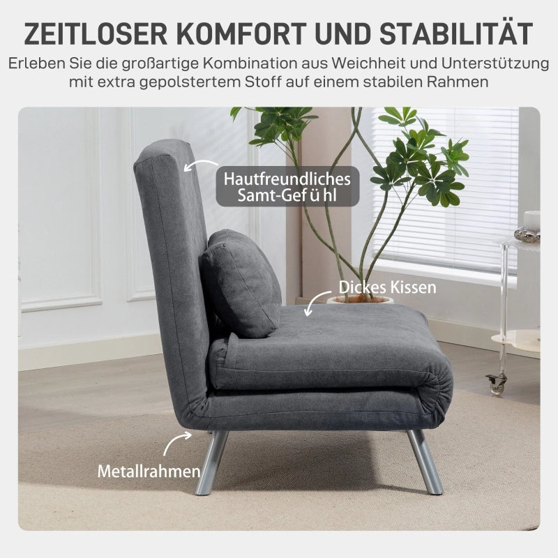 POLTRONA LETTO 190 cm Grigio Scuro in Metallo con cuscino