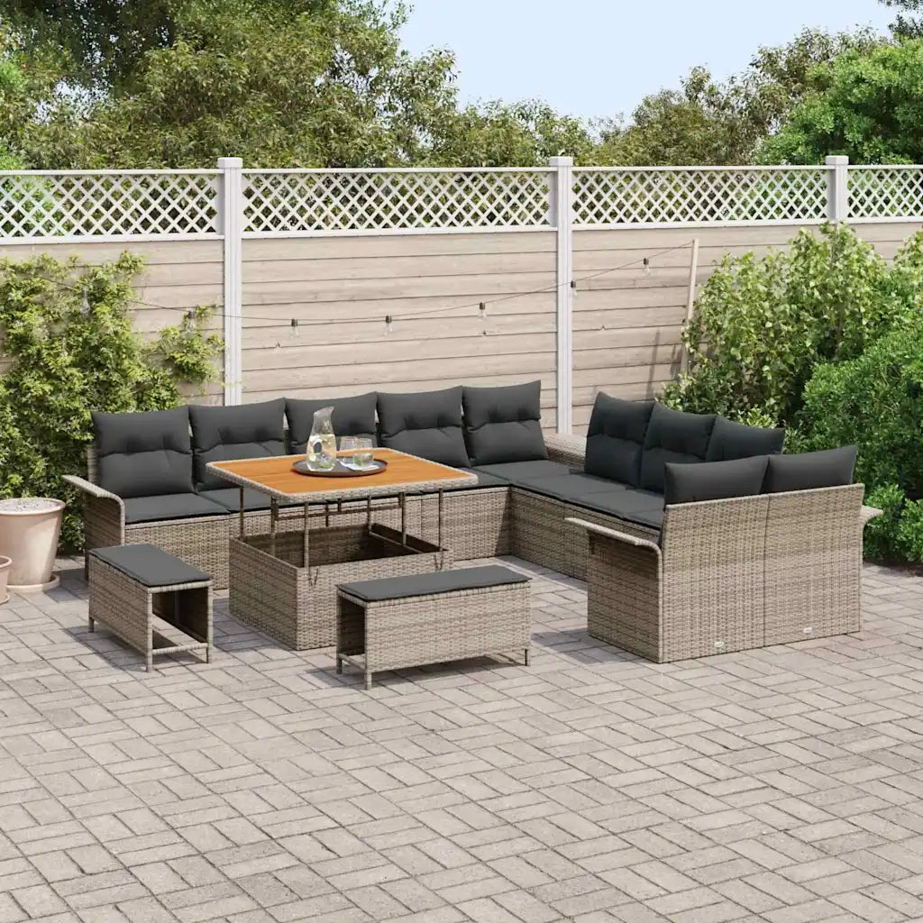 Set Divano da Giardino con cuscino 13 pcs Grigio 3364138