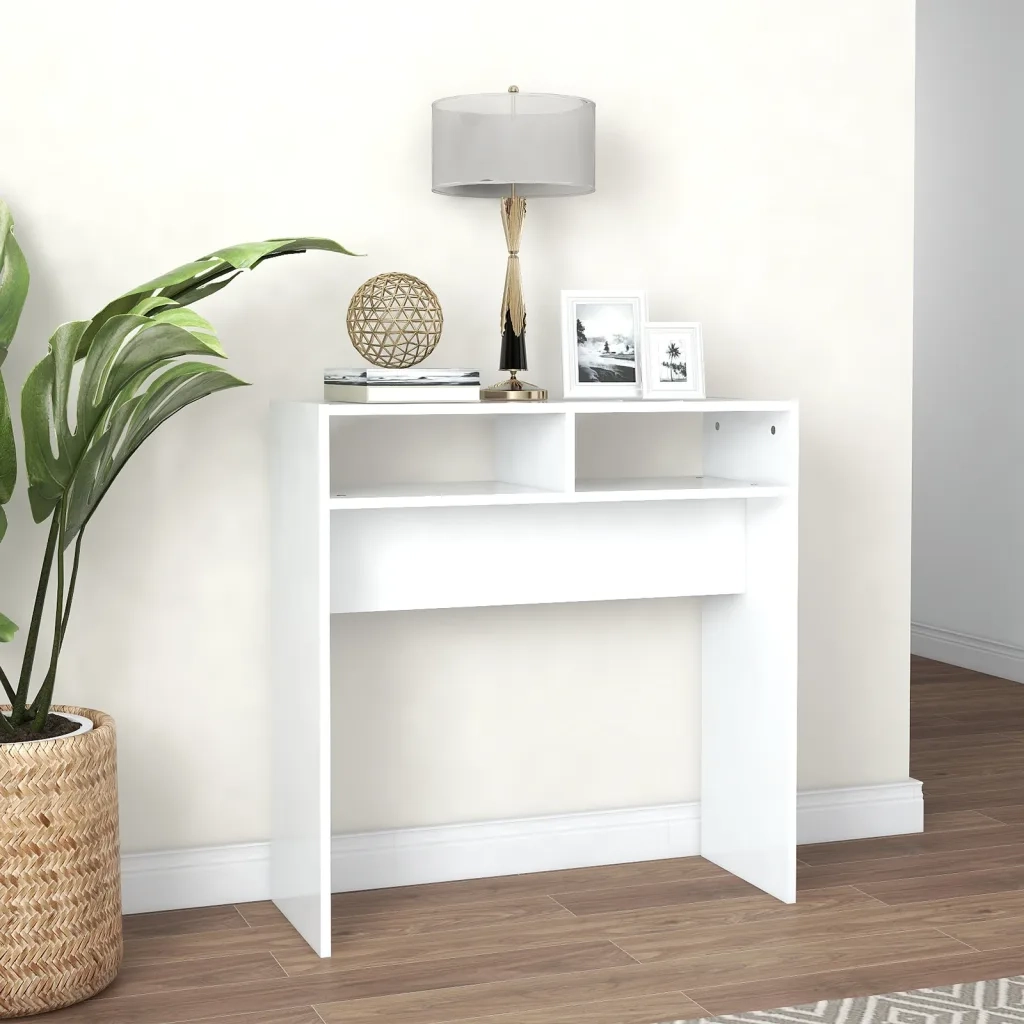 Tavolino Consolle Bianco 78x30x80 cm in Legno Multistrato 808296