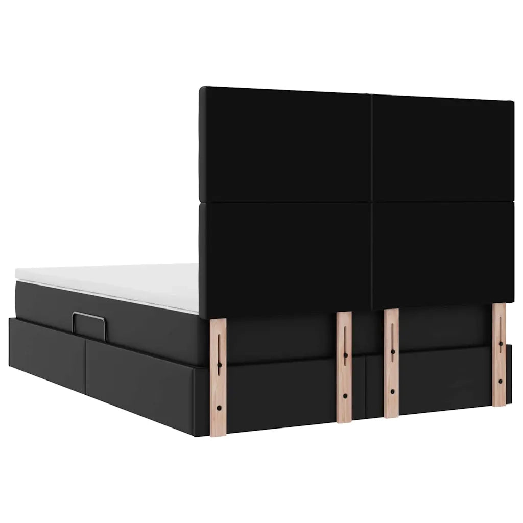 Letto con contenitore e LED Nero 140 x 200 cm Pelle Sintetica 3372305