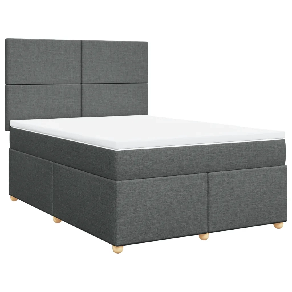 Giroletto a Molle con Materasso Grigio Scuro 140x190 cm Tessuto