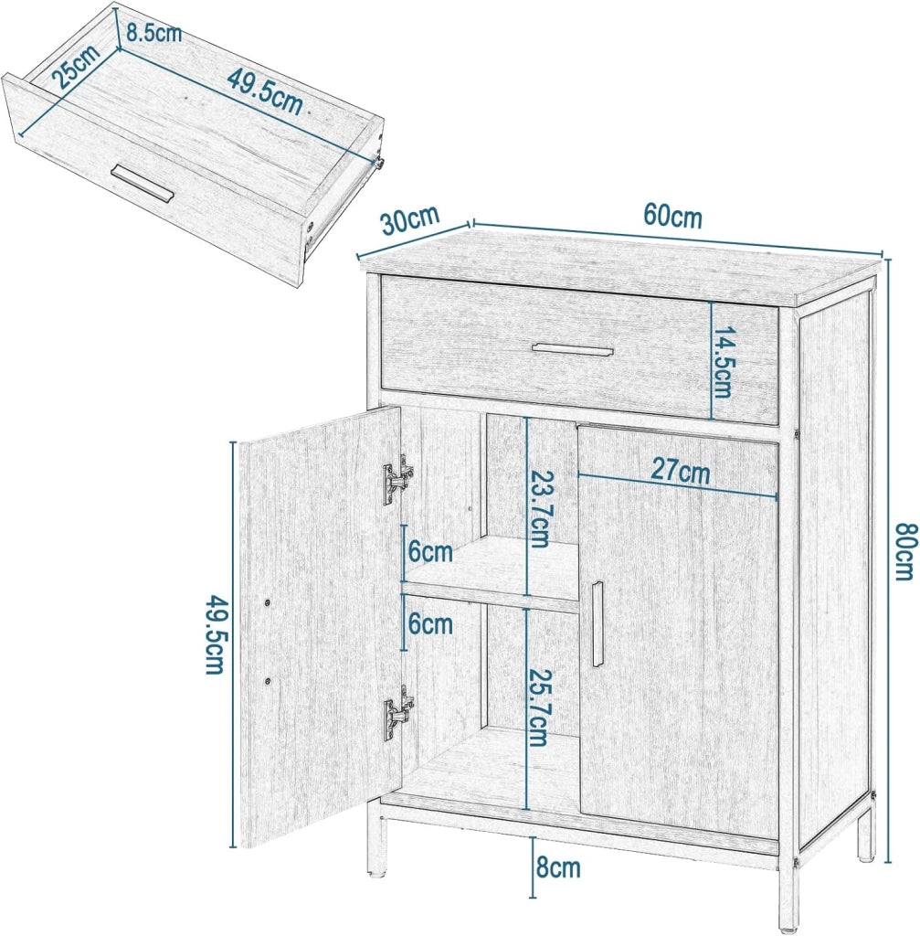 Set di mobili da bagno con armadietto a specchio, per bagno, cassettiera da bagno in metallo + legno modello 10