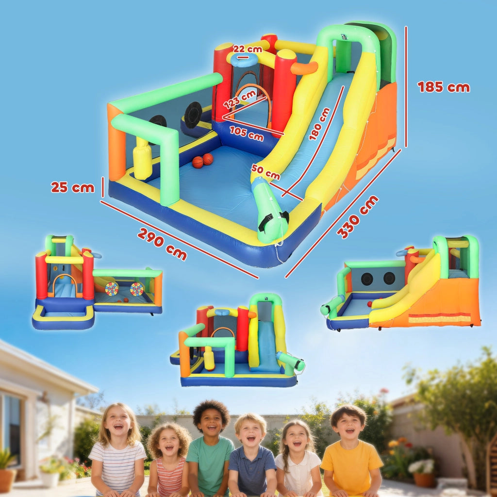 Castillo Inflable Acuatico 9 en 1 con Tobogan y Piscina ¨C zephmum ¨C 550W