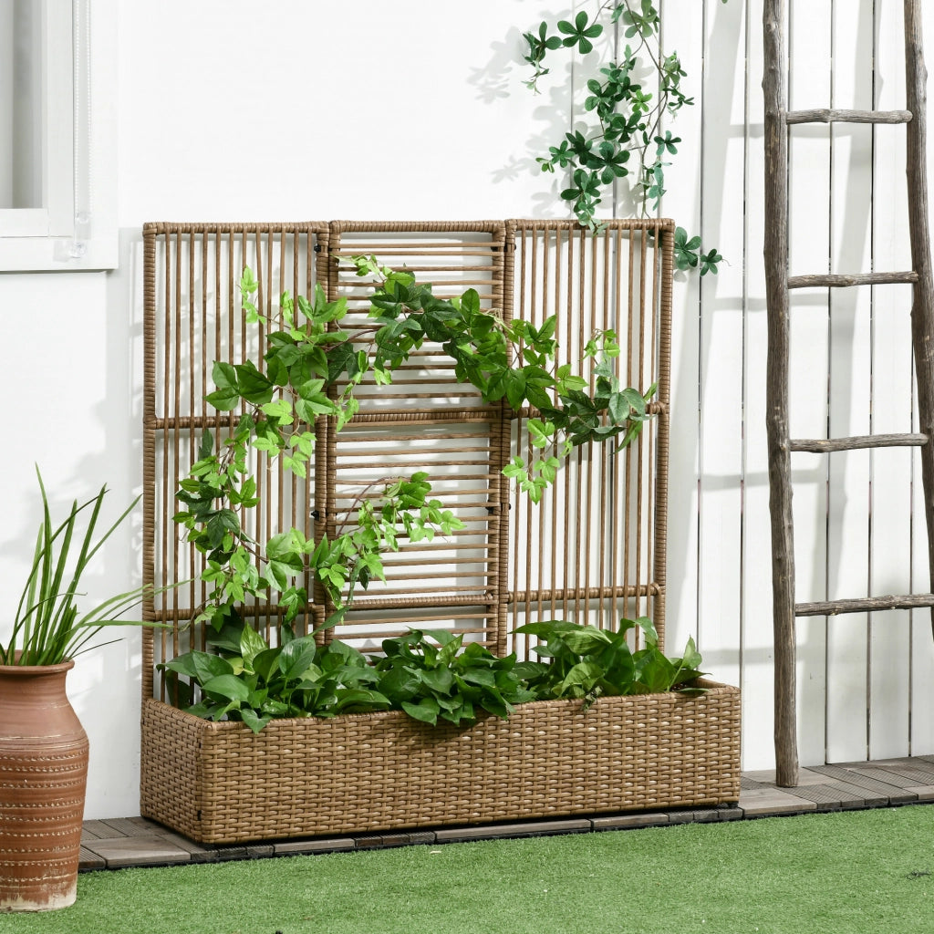 Vaso per Fiori con Griglia ¨C zephmum ¨C Polyrattan, 103x29x103 cm, Sabbia