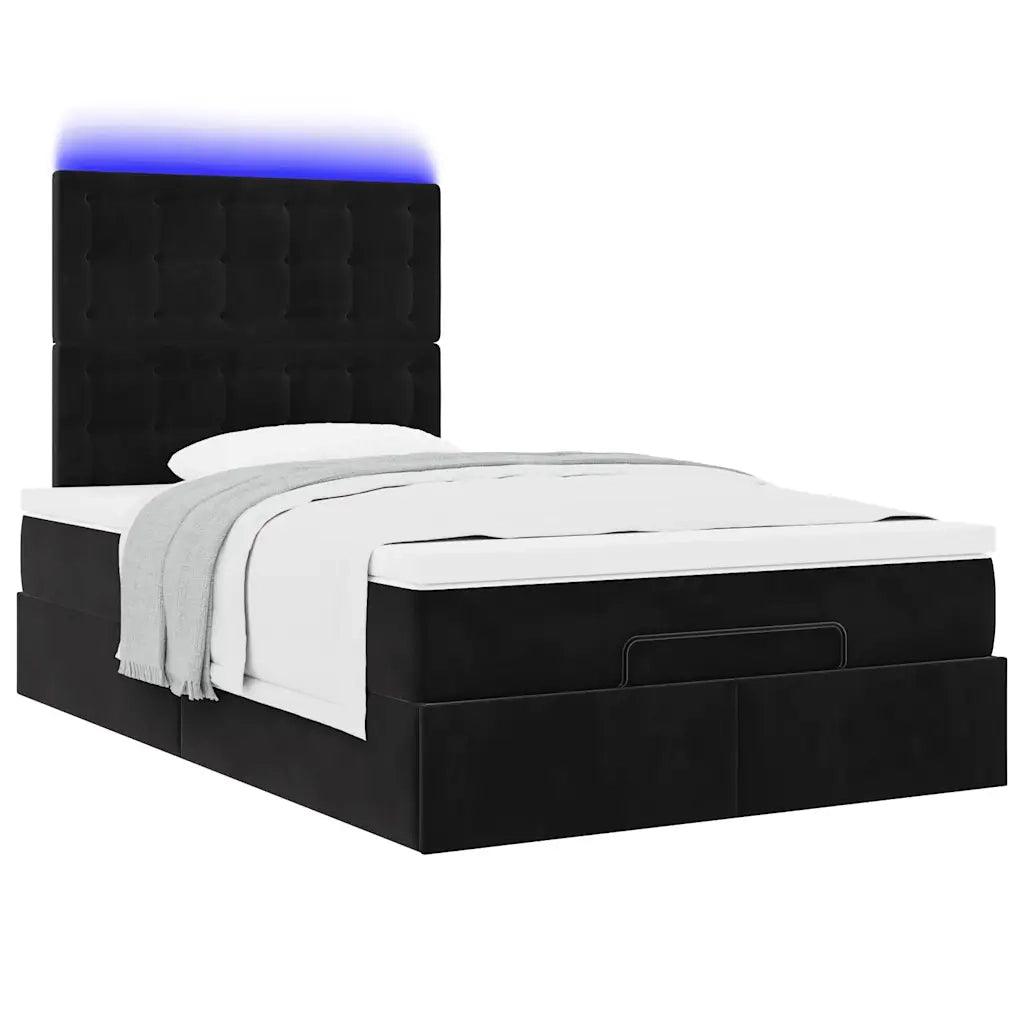 Struttura Letto Pouf con Materassi Nero 120x190 cm Velluto 3314452