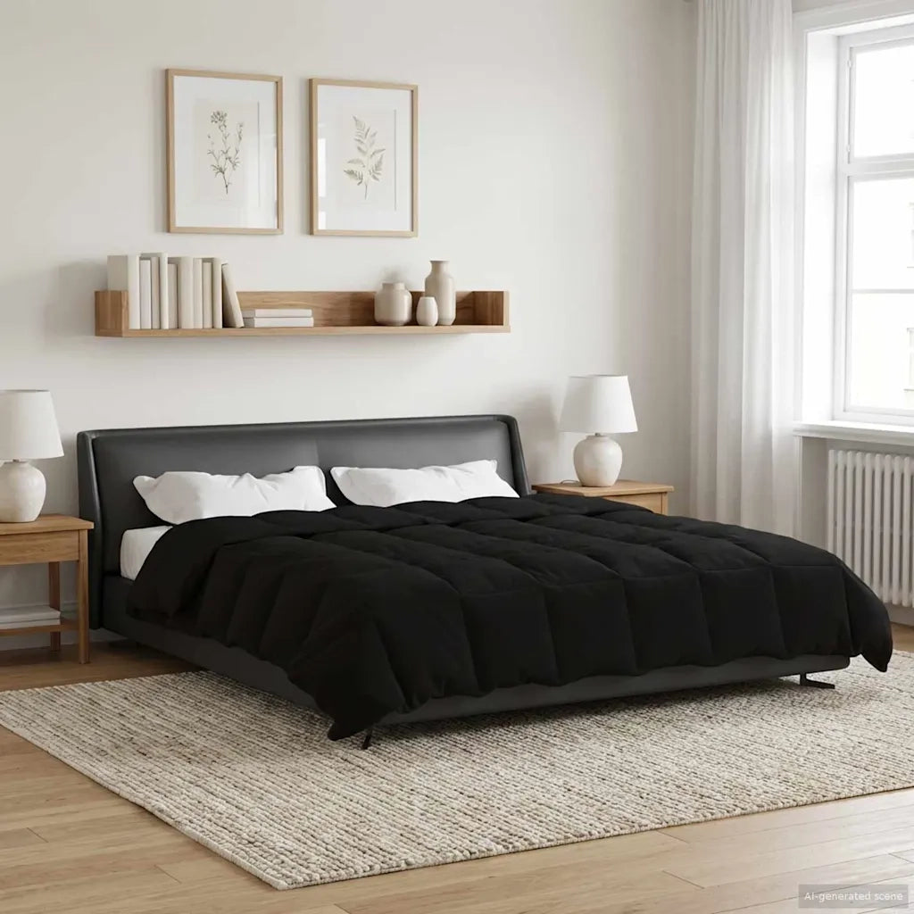 Piumone | Duvet Estivo Trapuntato Nero 200 x 200 cm Microfibra