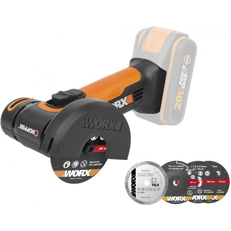 Smerigliatrice Angolare WX801.9 20V Disco 76mm Compatta per Taglio Metallo e Piastrelle - Worx