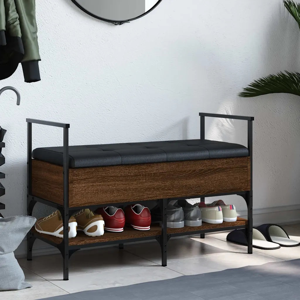 Panca Porta Scarpe-Sgabello-Panca Scarpiera Rovere Marrone 85,5x42x57,5 cm