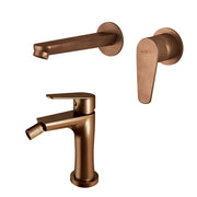 Set miscelatori lavabo a muro e bidet oro rosa Como di Gedy