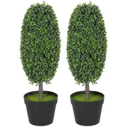 Set di 2 piante artificiali, alberi artificiali resistenti ai raggi UV in vaso, plastica, cemento, verde