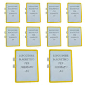 10 Pezzi di Espositore Magnetico Per Etichette A4, Cornice Arancione, Cartellini Per Magazzino e Supermercati Scaffalature, Doppia Base Magnetica, Orizontale e Verticale, Riutilizzabile