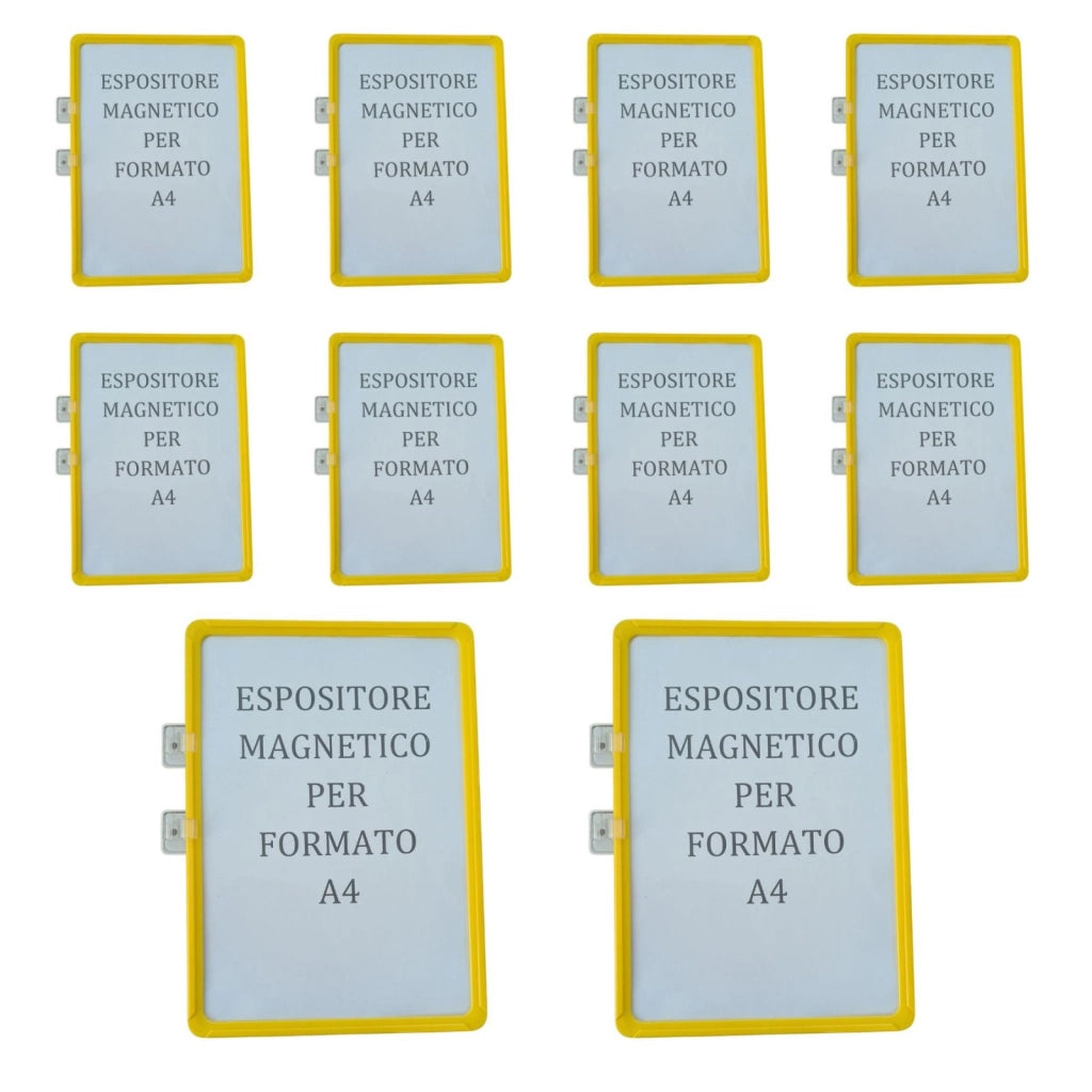 10 Pezzi di Espositore Magnetico Per Etichette A4, Cornice Arancione, Cartellini Per Magazzino e Supermercati Scaffalature, Doppia Base Magnetica, Orizontale e Verticale, Riutilizzabile