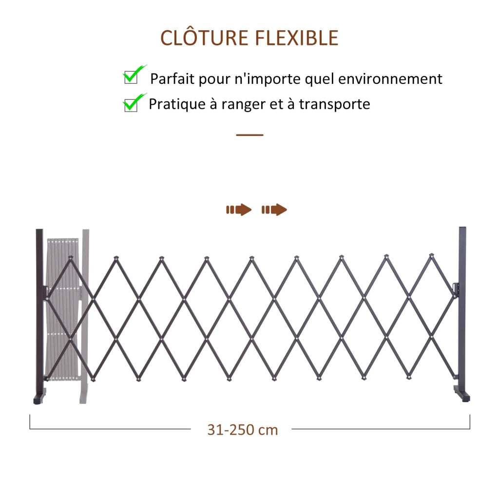 Barriera di Sicurezza Estensibile Retrattile ¨C Minimal ¨C Colore Cioccolato 250x31x104 cm