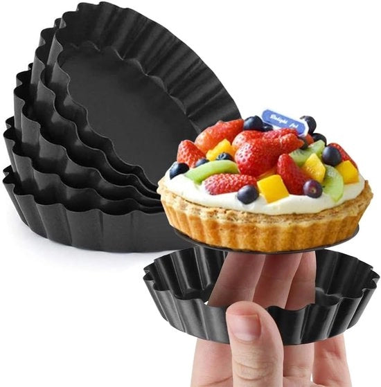 6 pezzi - Forma di quiche con fondo separabile - Forma per quiche - Forma per torta - Forma per dolce - Forme per pasticceria - Superficie antiaderente - Resistente al lavastoviglie - diametro 9,8 cm