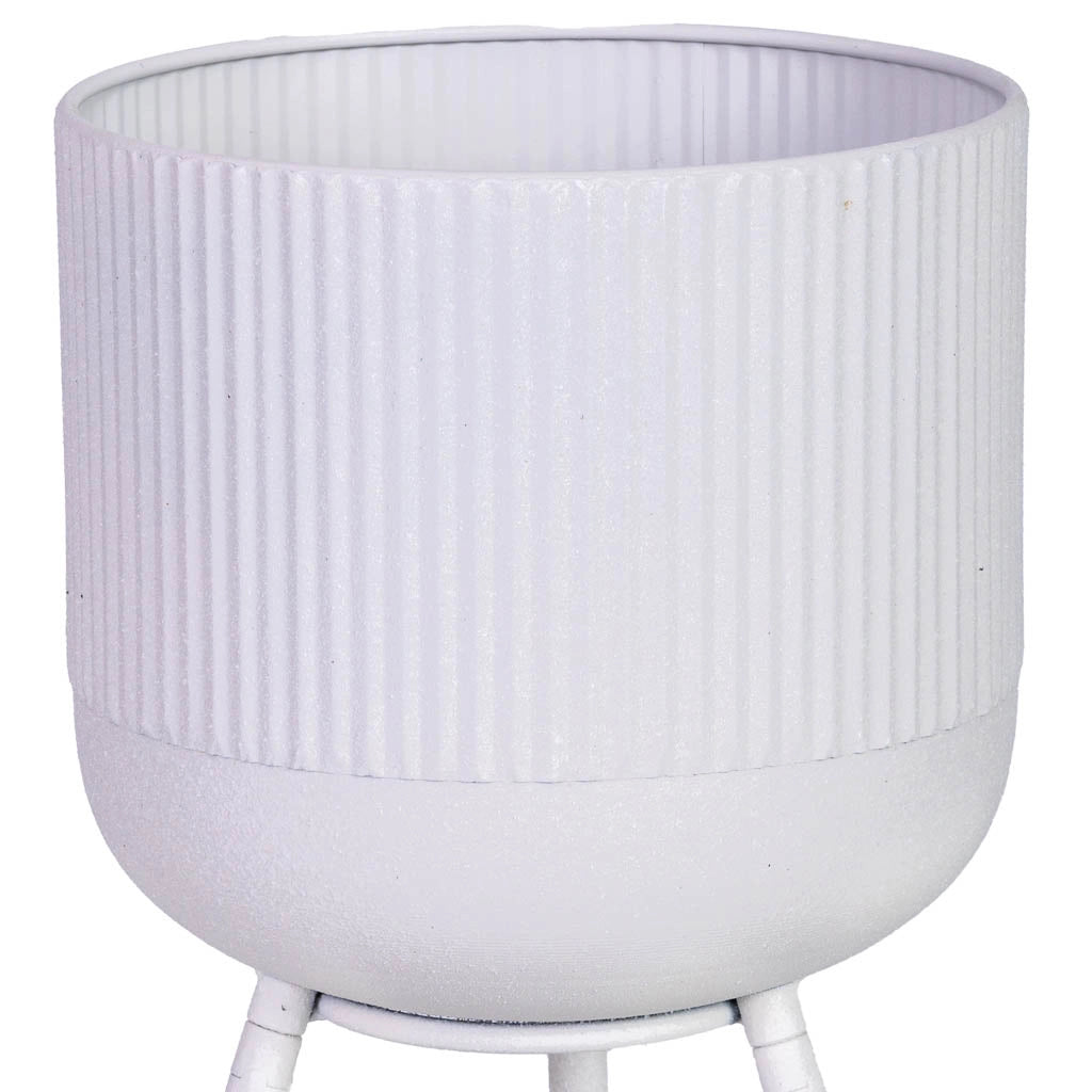 Fioriera con supporto in metallo bianco 25,5x25,5x48h cm