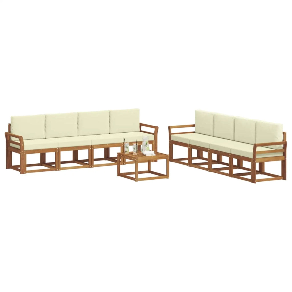 Set di divani da esterno con cuscino 9 pcs Naturale e Crema