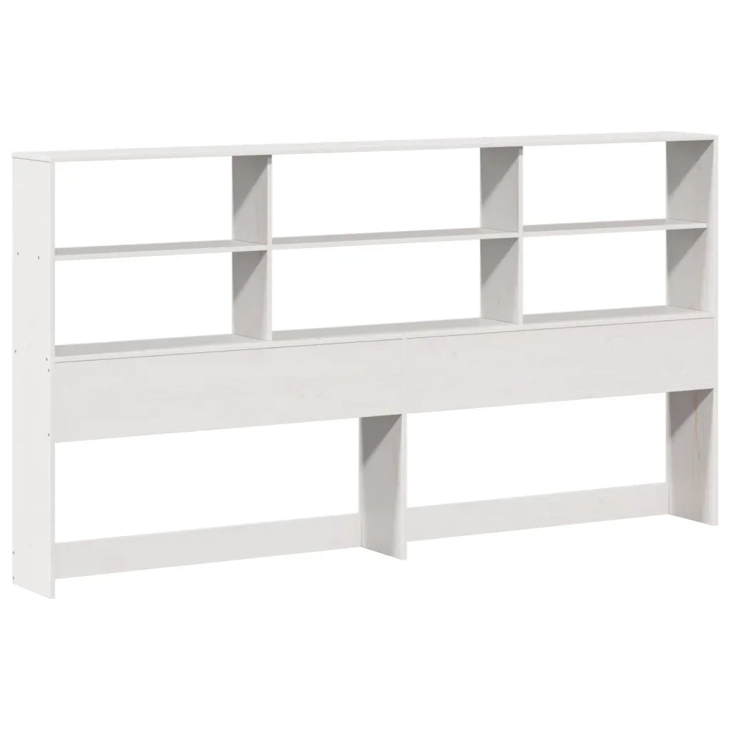Testiera con Ripiani Bianca 180 cm in Legno Massello di Pino 855652