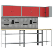 Set di mobili da lavoro con lo scaffale 10 pcs Rosso e Grigio 3321515