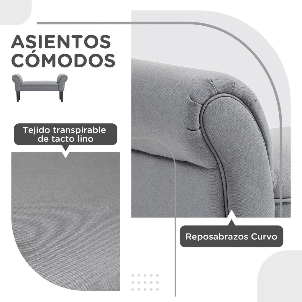 Pouf Letto Imbottito con Schienale e Braccioli ¨C Zephmum ¨C Grigio Scuro 120x90x50 cm