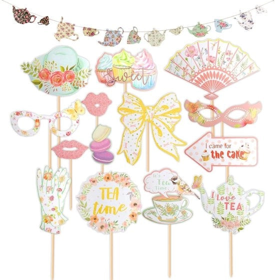 Decorazioni per Festa 14 Pezzi - Accessori per Foto - Bandiera da Tavola - Decorazione per Torta - Carta - Leggero