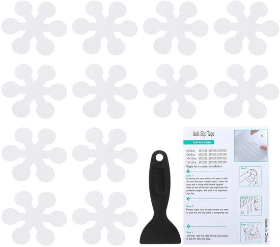Antislip Stickers per Basistrappen 3,15 x 3,15 inch, 12 pezzi, Veiligheidsdouche con Adesivo e Schraper per Scale Antiscivolo Transparente