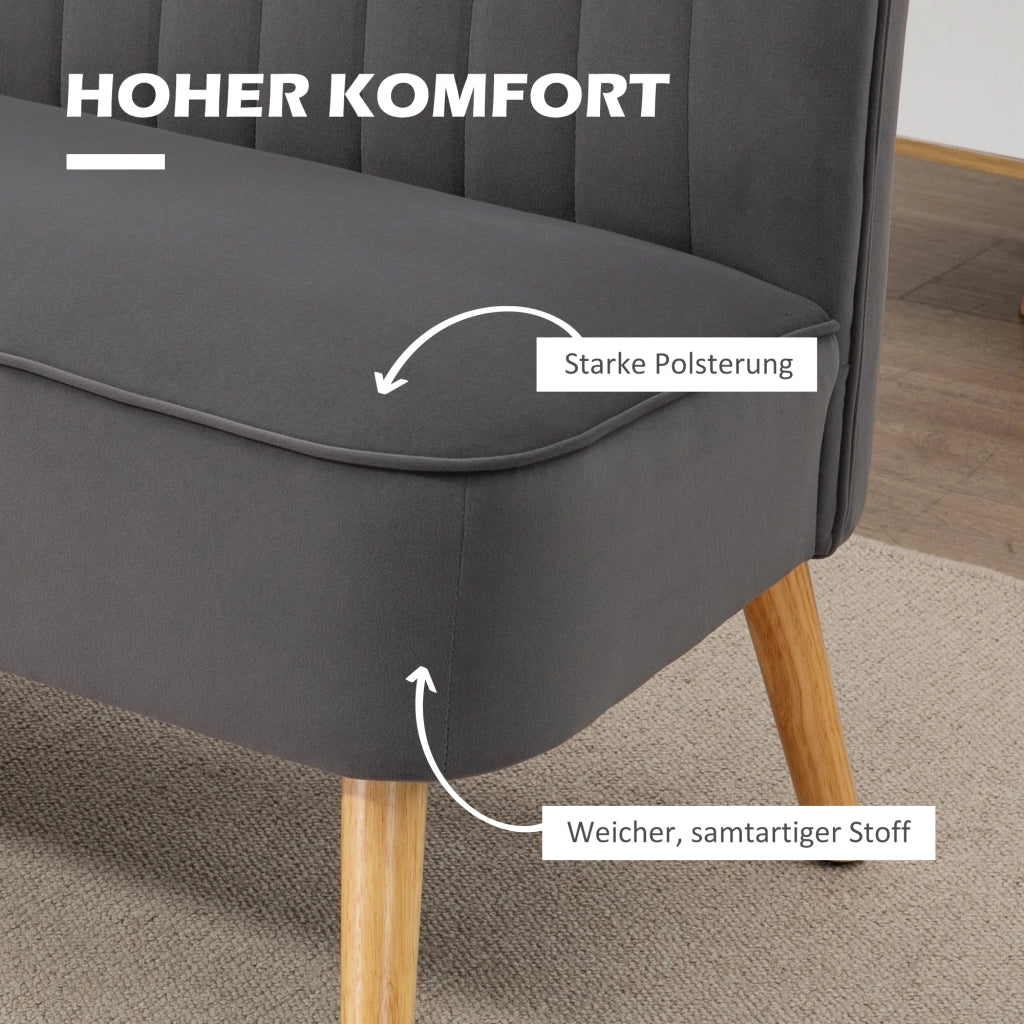 Divano a 2 posti compatto con seduta imbottita e schienale morbido in poliestere grigio scuro 117 × 56,5 × 77 cm
