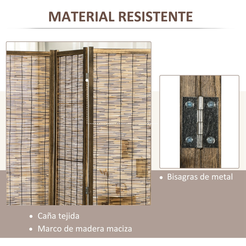 Biombo Pieghevole 4 Pannelli ¨C zephmum ¨C Legno e Bamb¨´ Naturale 160x1.8x170 cm