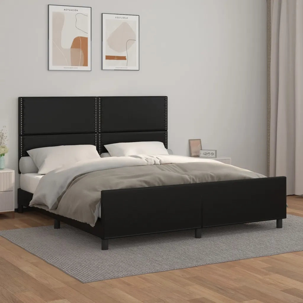 Giroletto con Testiera-Struttura Letto con testiera Nero 180x200 cm in Similpelle 188342