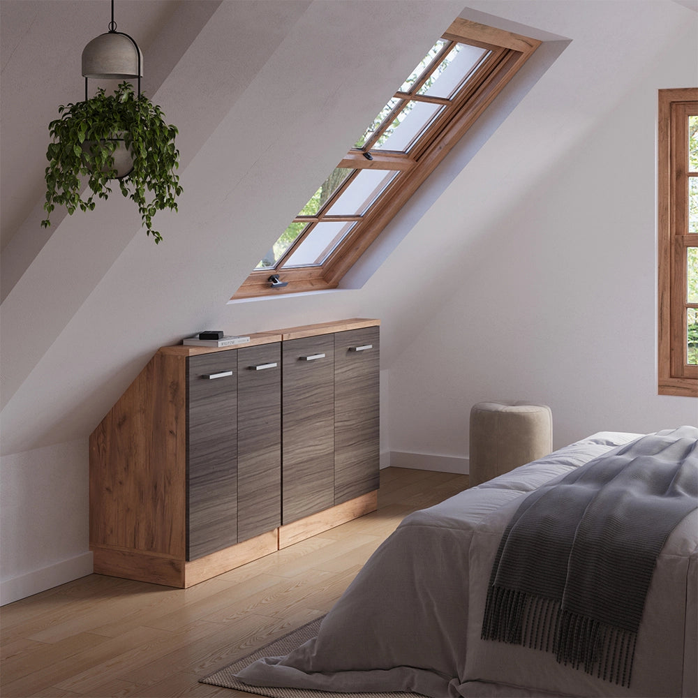 Set di mobili sottotetto Rion Grigio nobile/Rovere dorato Set di 2 Vicco