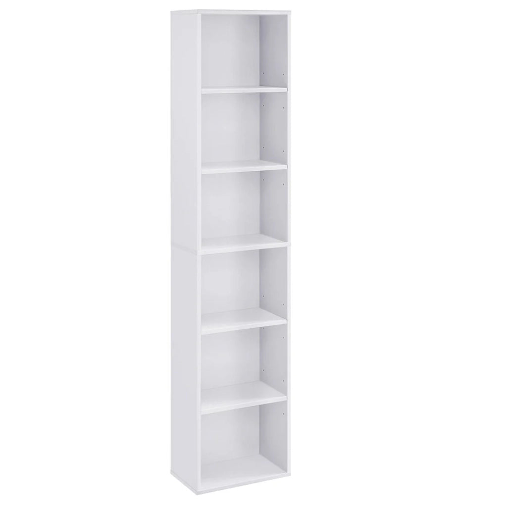 Libreria/mobile contenitore a 6 ripiani per soggiorno ufficio camera da letto stile scandinavo 40 x 24 x 178,5 cm bianco 12_0004248