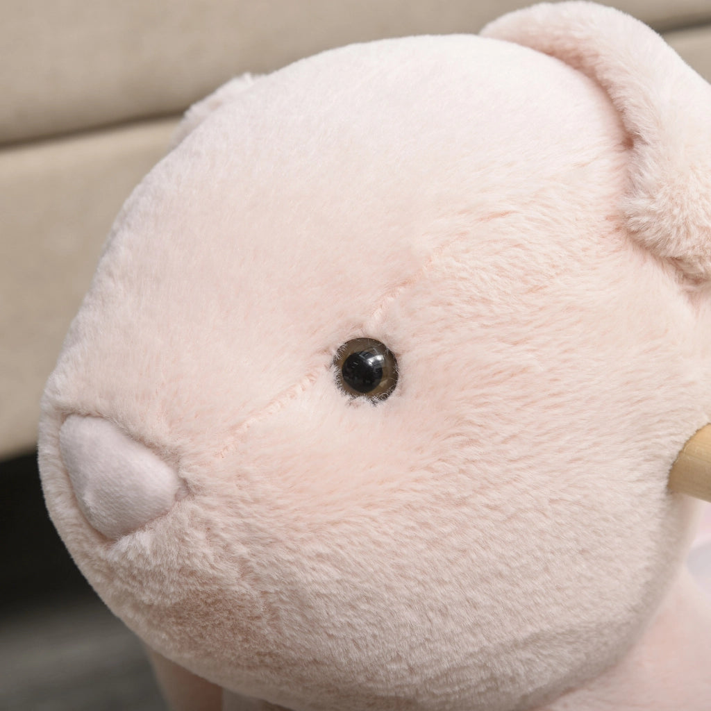 Cavallo a Dondolo per Bambini con Sonido e Sicurezza ¨C zephmum ¨C Rosa 60x33x50