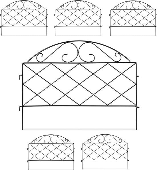 Recinzione per giardino a 6 elementi - Dimensioni: 40 x 52 cm - Metallo vintage nero