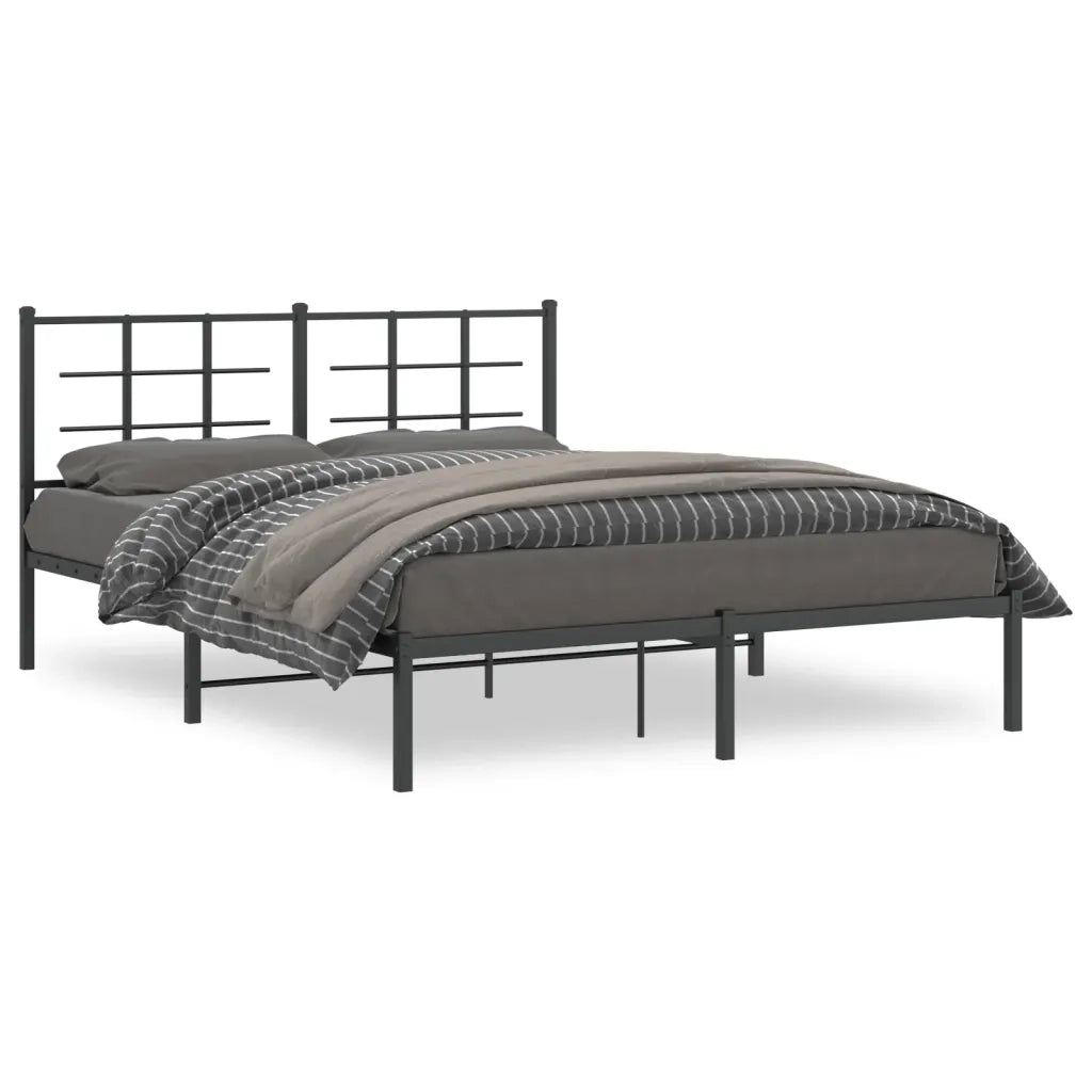 Giroletto con Testiera in Metallo Nero 150x200 cm 355563