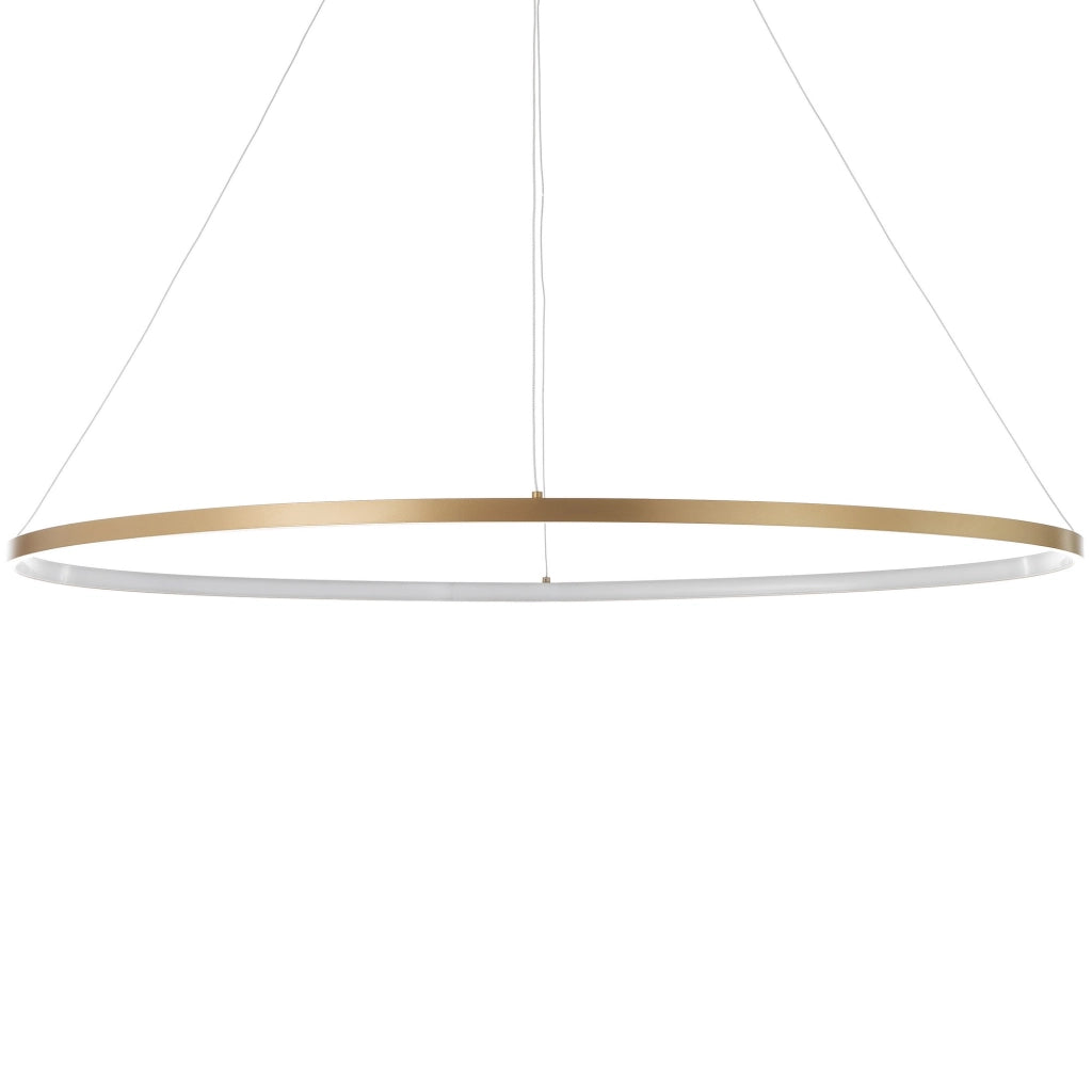 Lampadario ad anello in allumino oro satinato cm. H.92 x Ø.60/100