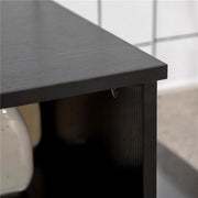 CREDENZA DA CUCINA IN LEGNO PER MICROONDE CON ARMADIETTI MENSOLE E CASSETTO 90X40X120 CM NERO