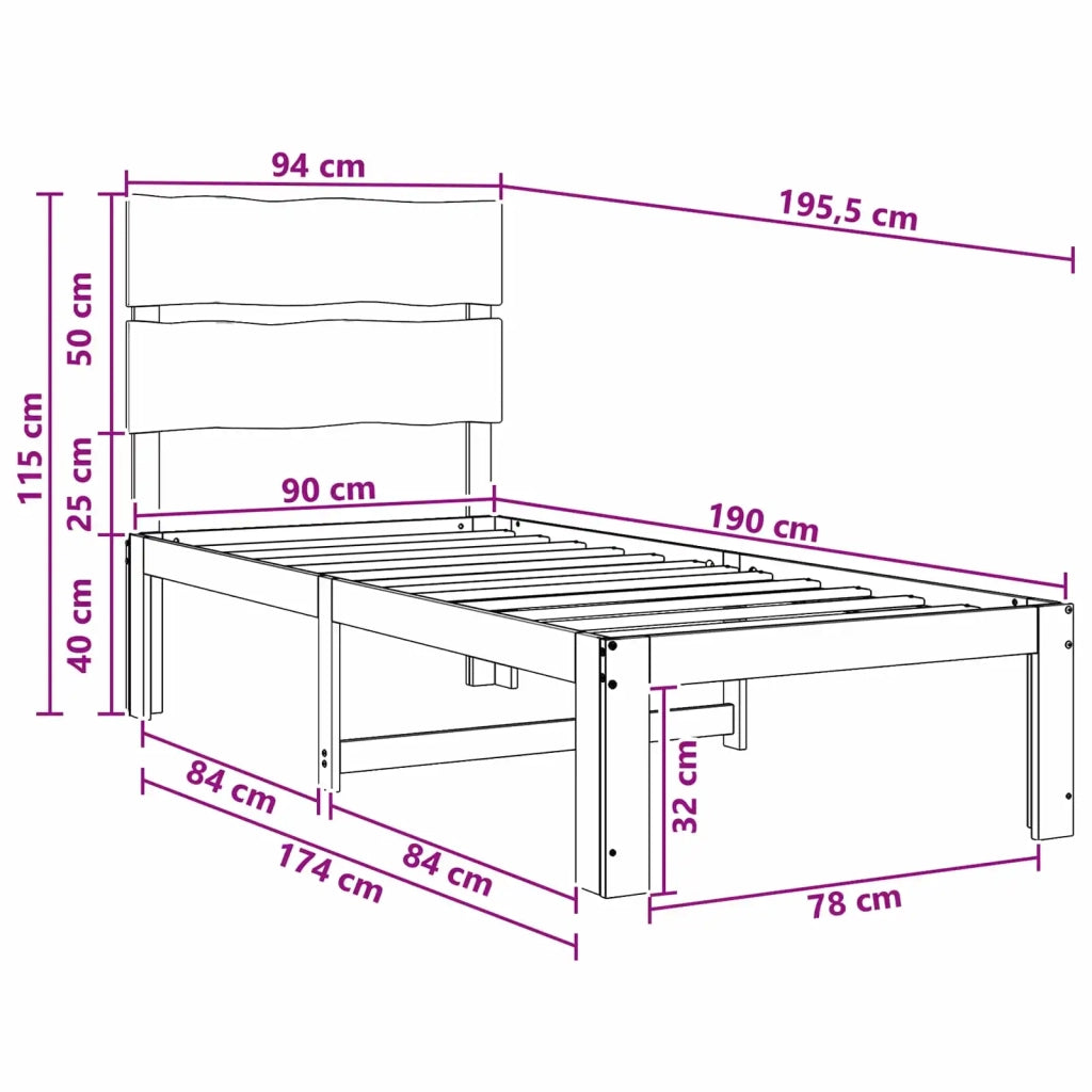Letto Singolo con Testiera ROSTOCK Naturale 90 x 190 cm 903483