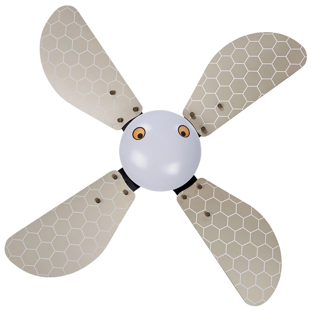 Ventilatore da soffitto per cameretta a forma di ape con lame grigie bambini colorato