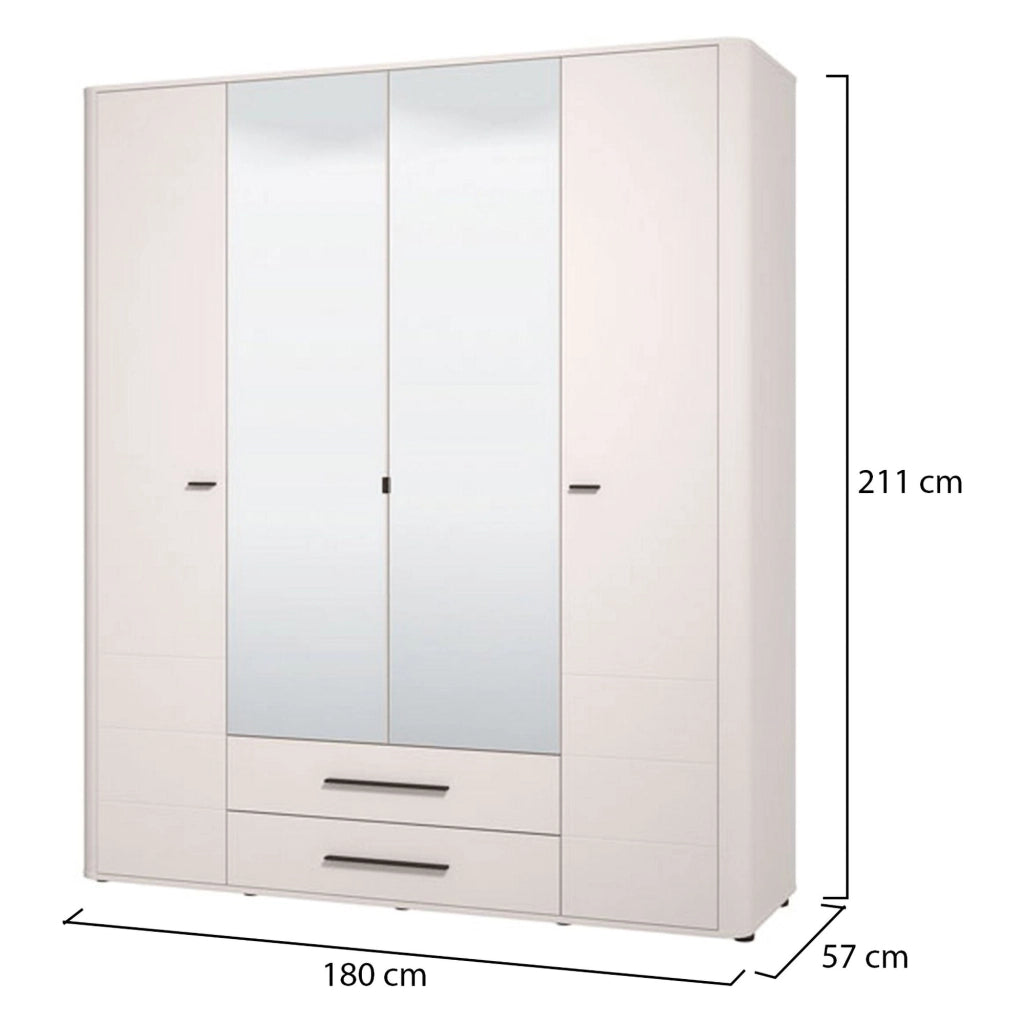 Armadio Camera da Letto Taburno, Guardaroba Grande 9 Ripiani, 179.5x210.5h cm Bianco Crema