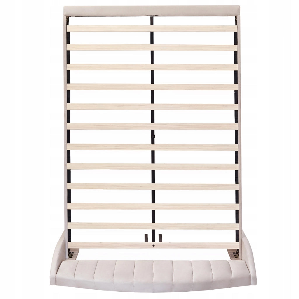 Letto in tessuto di velluto - Xylo - 140x200 - Beige - Per adolescenti e adulti