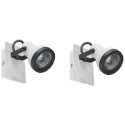 Set di 2 Lampade da parete in metallo bianco e nero 1 luce a con paralume a faretto
