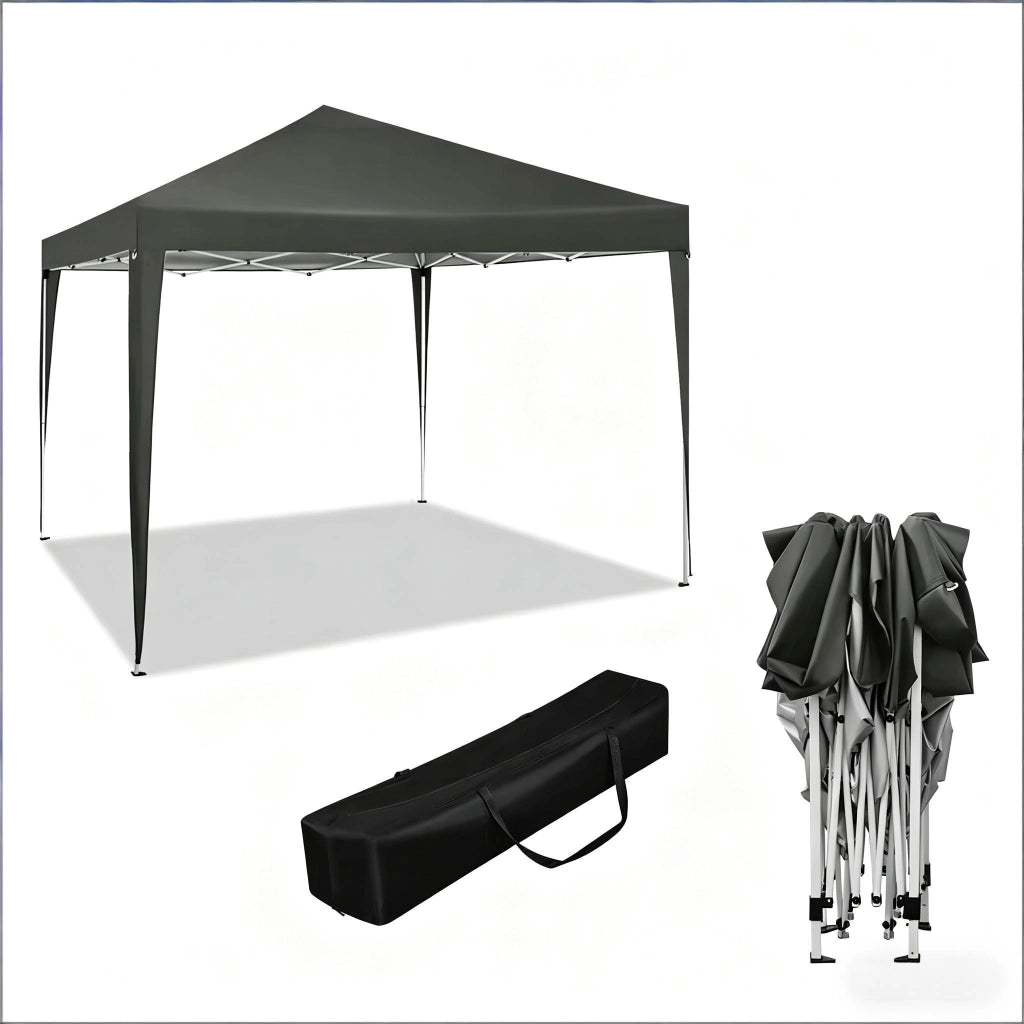 Gazebo pieghevole 3x3 m regolabile in altezza, colore antracite, struttura in ferro e tessuto Oxford 210D
