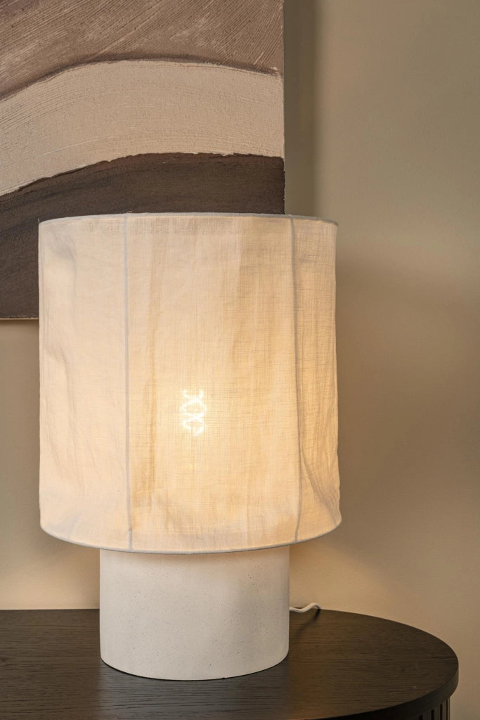 Lampada da tavolo TISSAJA bianca cemento lino E27 Lucide