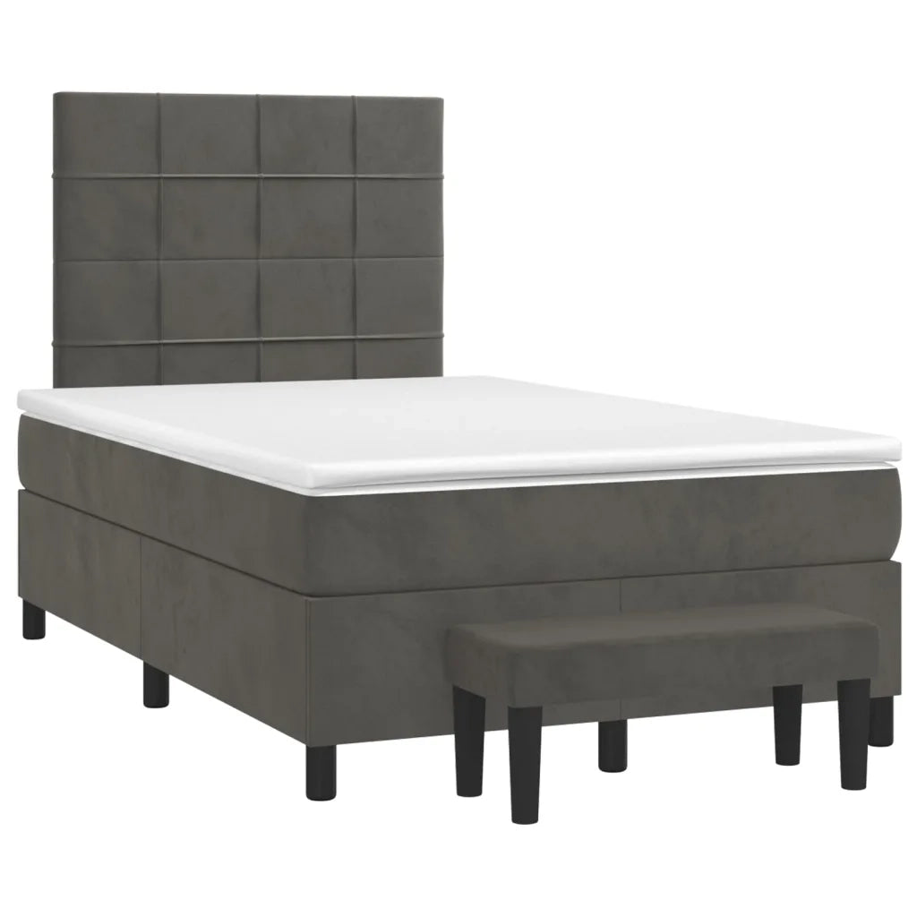 Giroletto a Molle con Materasso Grigio Scuro 120x200 cm Velluto 3137834