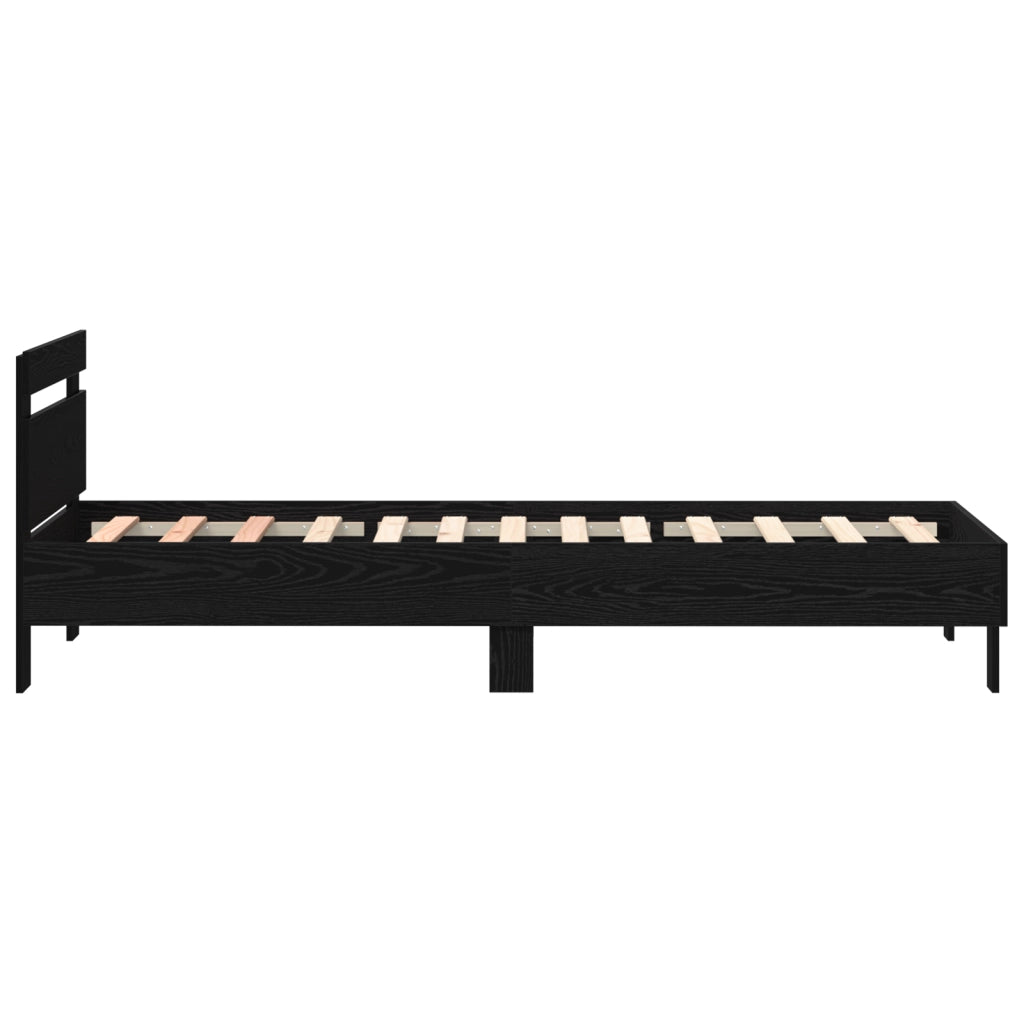 Struttura Letto con Luci LED Rovere Nero 90x190 cm Legno Ingegnerizzato