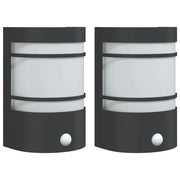 Set di 2 applique da esterno con sensore di movimento 14 x 11 x 20,5 cm acciaio inox nero 02_0056612