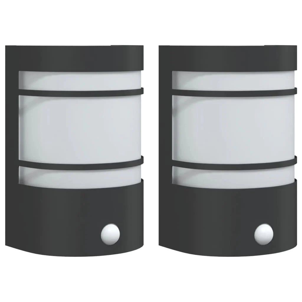 Set di 2 applique da esterno con sensore di movimento 14 x 11 x 20,5 cm acciaio inox nero 02_0056612